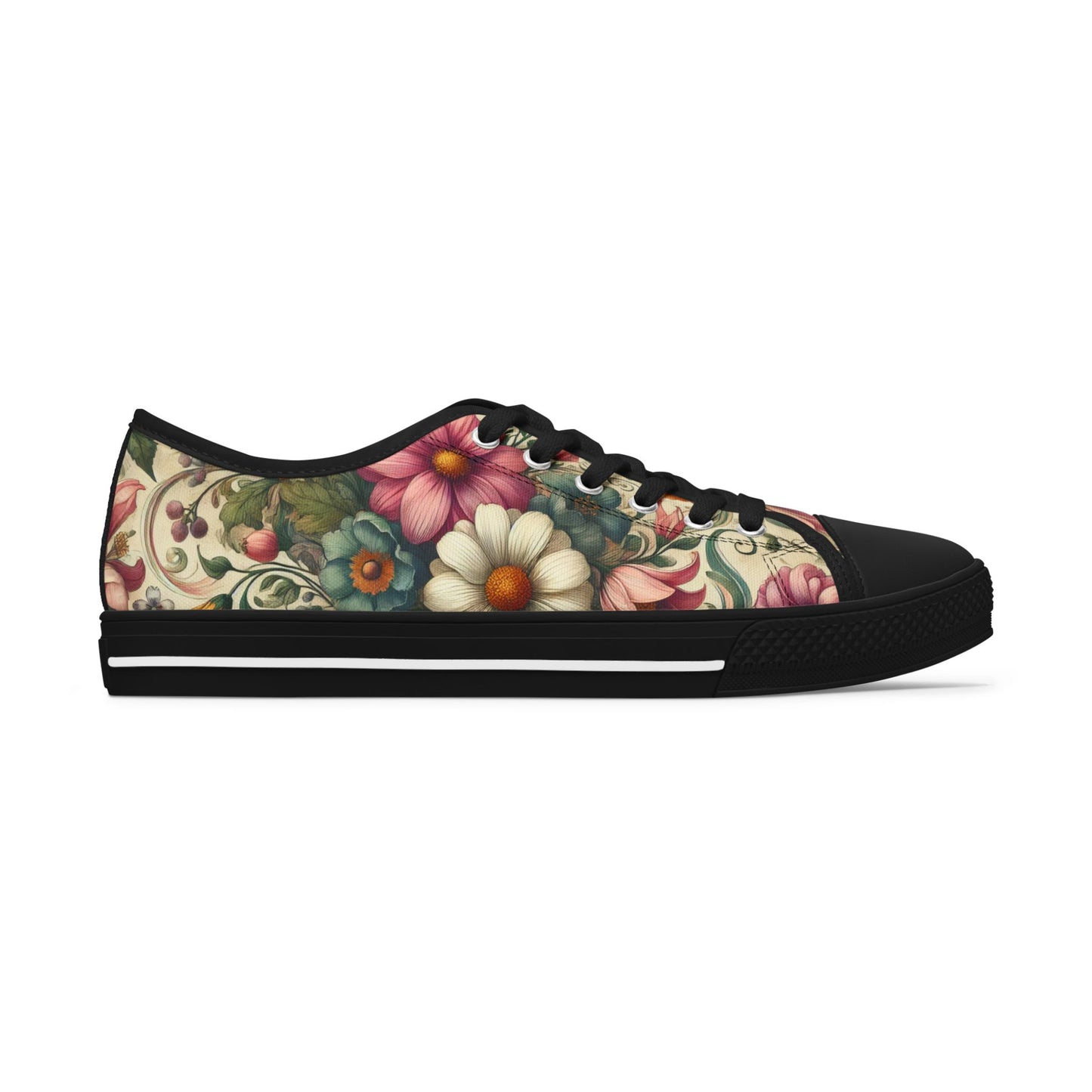 Women's Floral Vintage Canvas Low-Top Sneakers