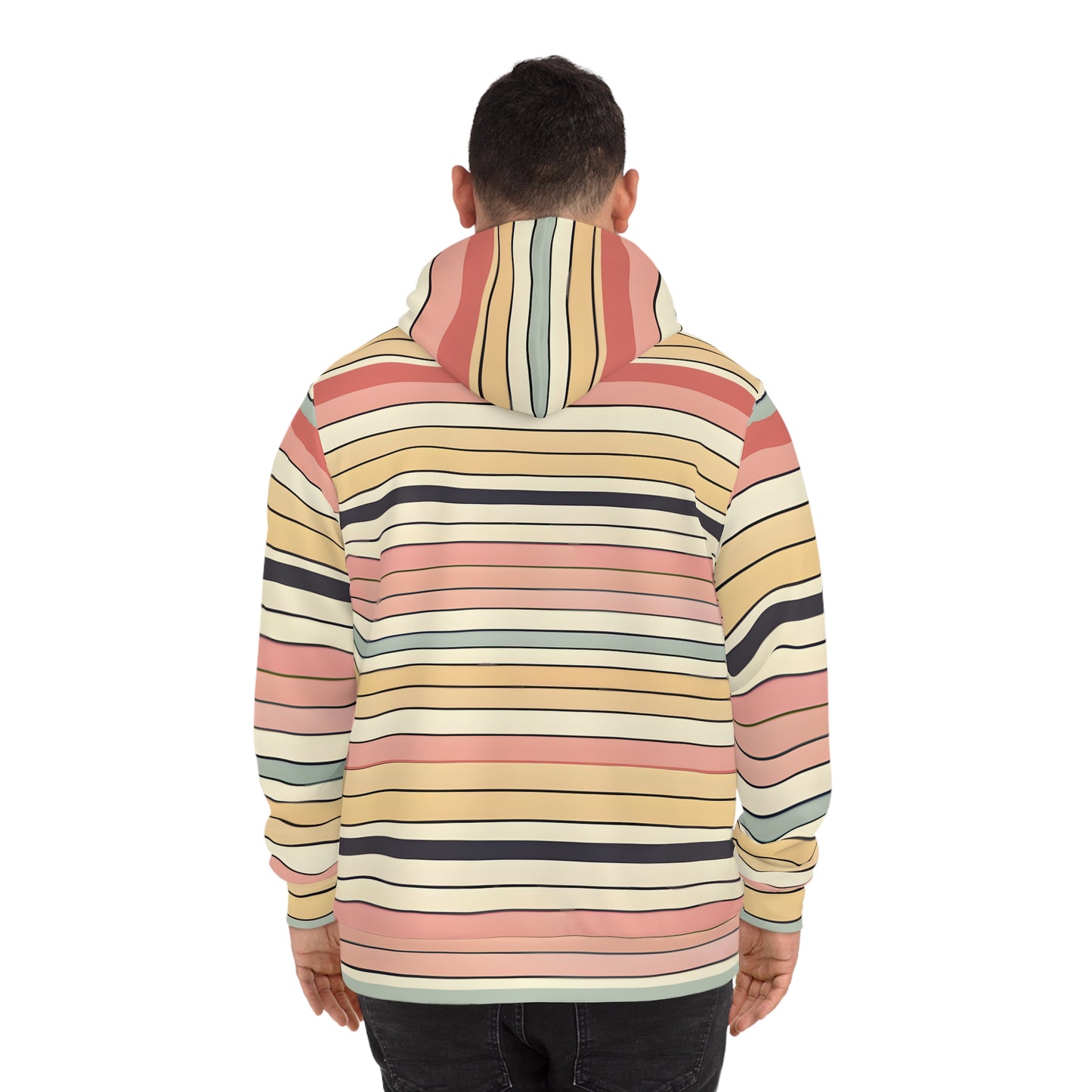 Adult Valentine's Day Retro Heart Stripe Hoodie