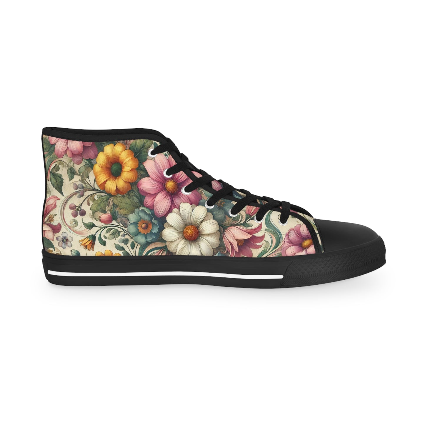 Men's Floral Vintage High Top Sneakers