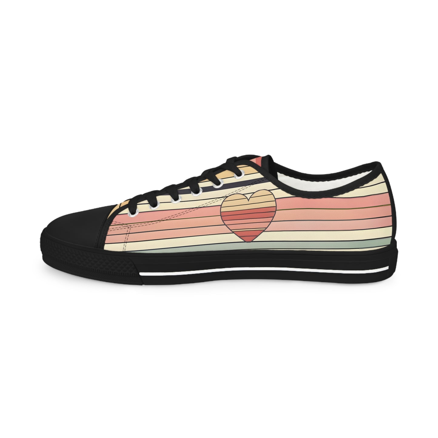 Men's Valentine's Day Retro Heart Stripe Low Top Sneakers