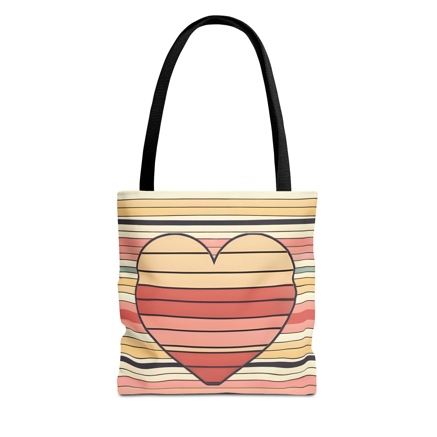 Vintage Heart Stripe Shoulder Tote