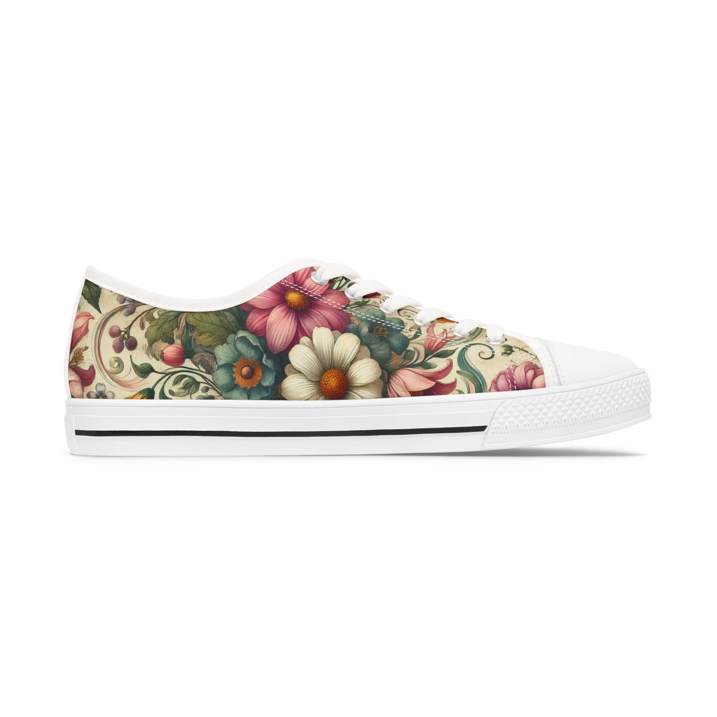 Women's Floral Vintage Canvas Low-Top Sneakers