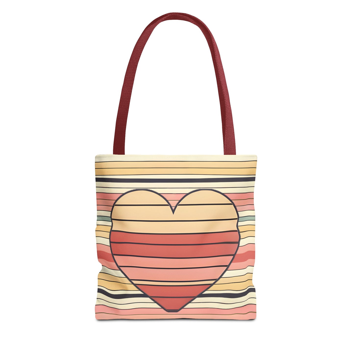 Vintage Heart Stripe Shoulder Tote