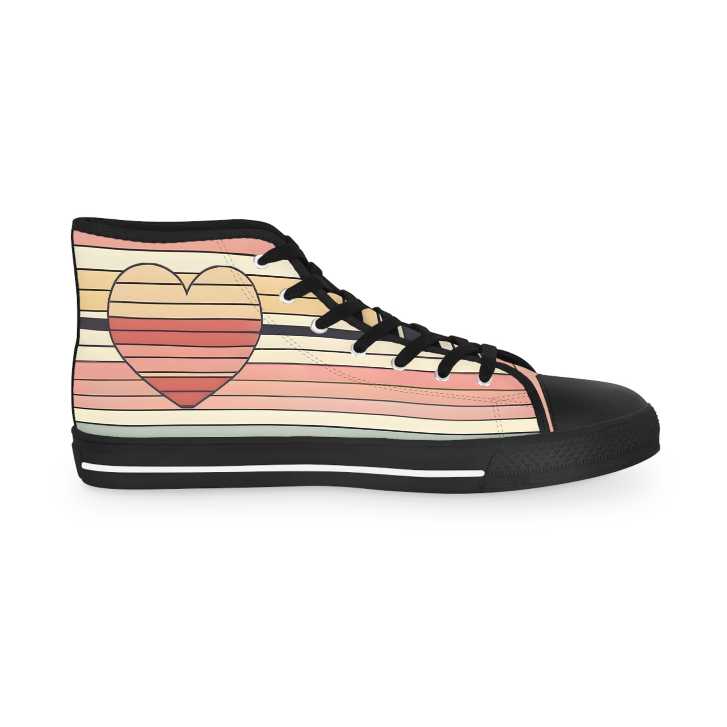 Men's Valentine's Day Retro Heart Stripe High Top Sneakers