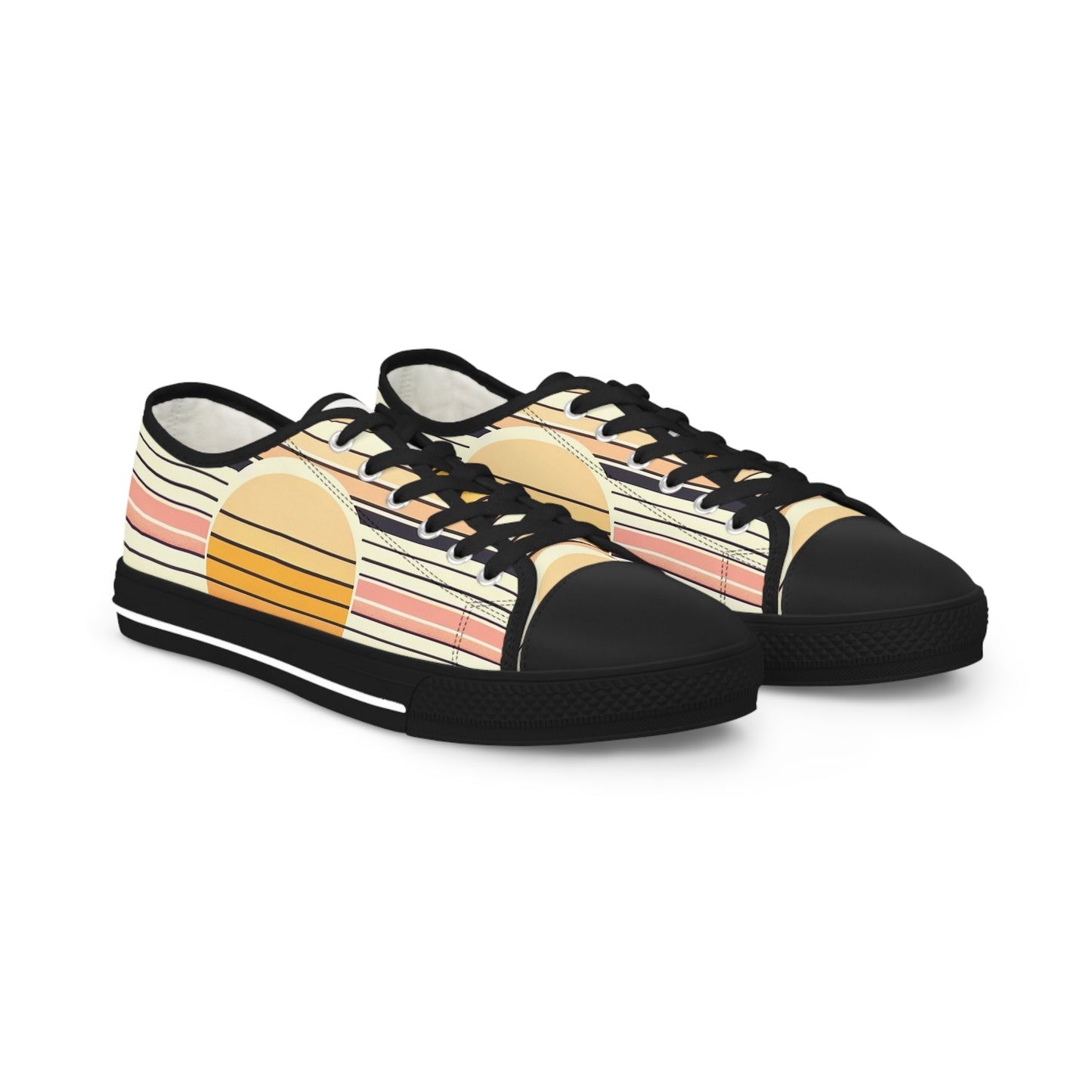 Men's Retro Sunset Stripe Low-Top Canvas Sneakers