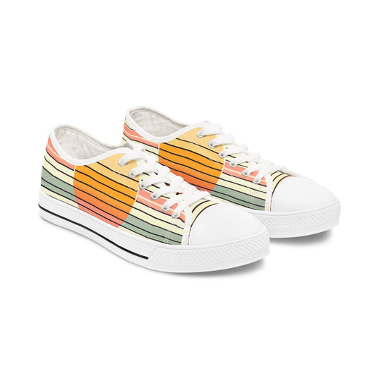 Women's Retro Sunset Striped  Low Top Sneakers