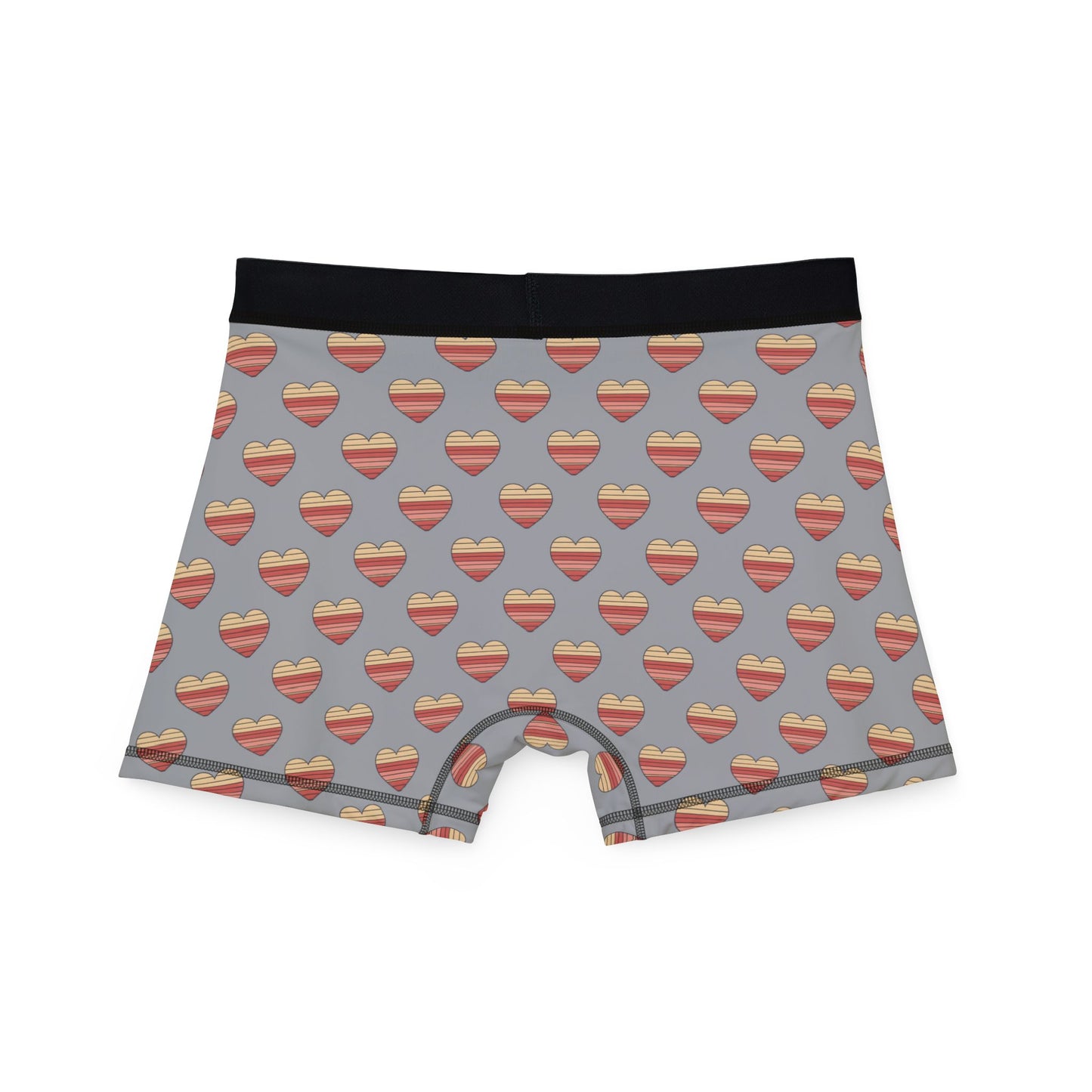 Men's Valentine's Day Retro Heart Stripe Boxer Briefs