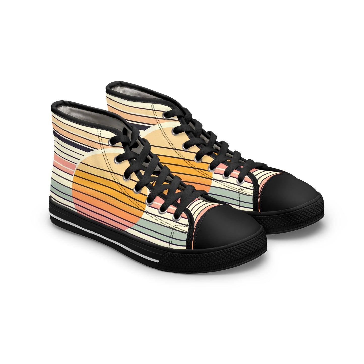 Women's Retro Sunset Striped High Top Sneakers