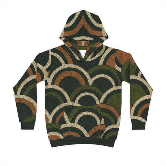 Kids Boho Deco Olive Scallop Hoodie