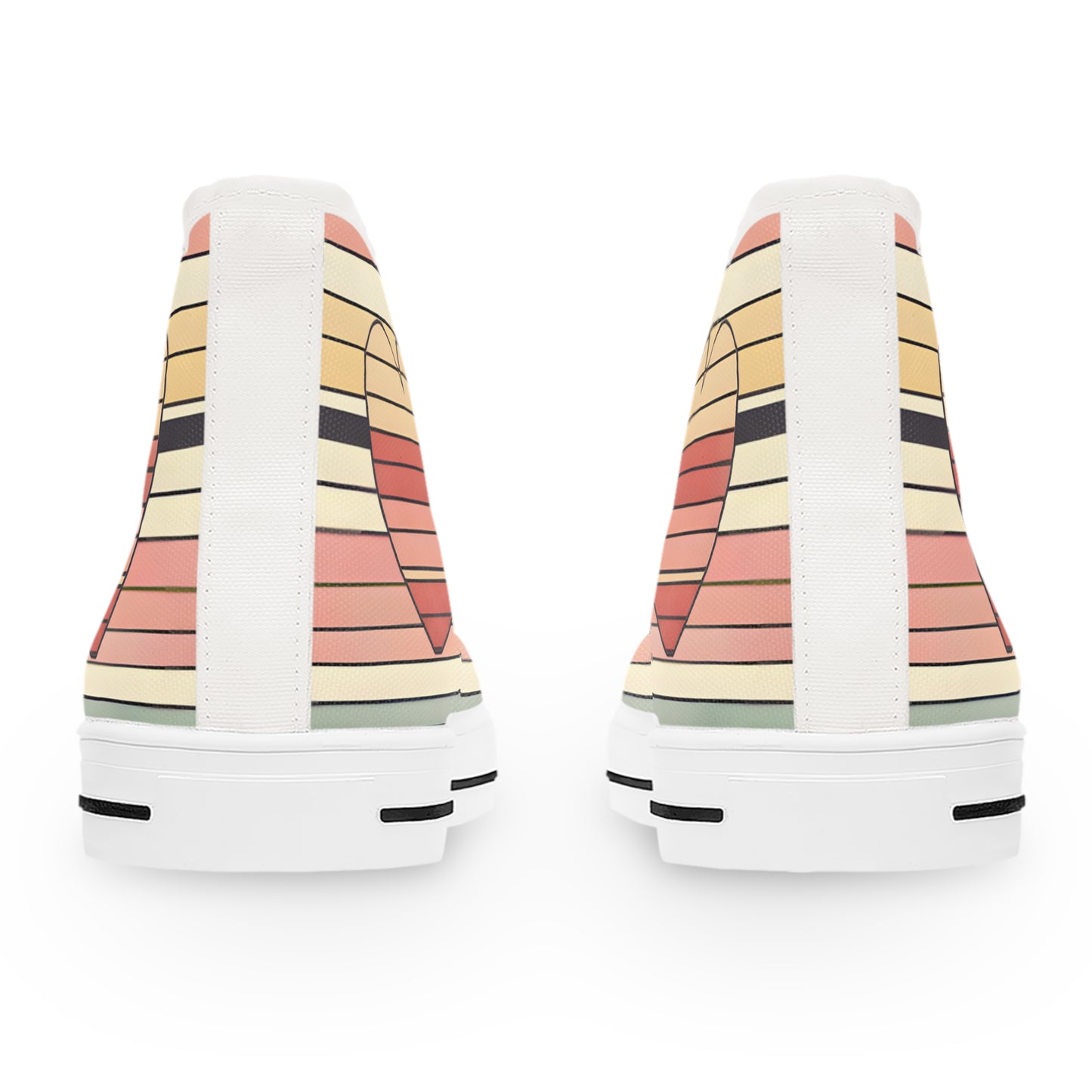 Women's Valentine's Day Retro Heart Stripe High Top Sneakers