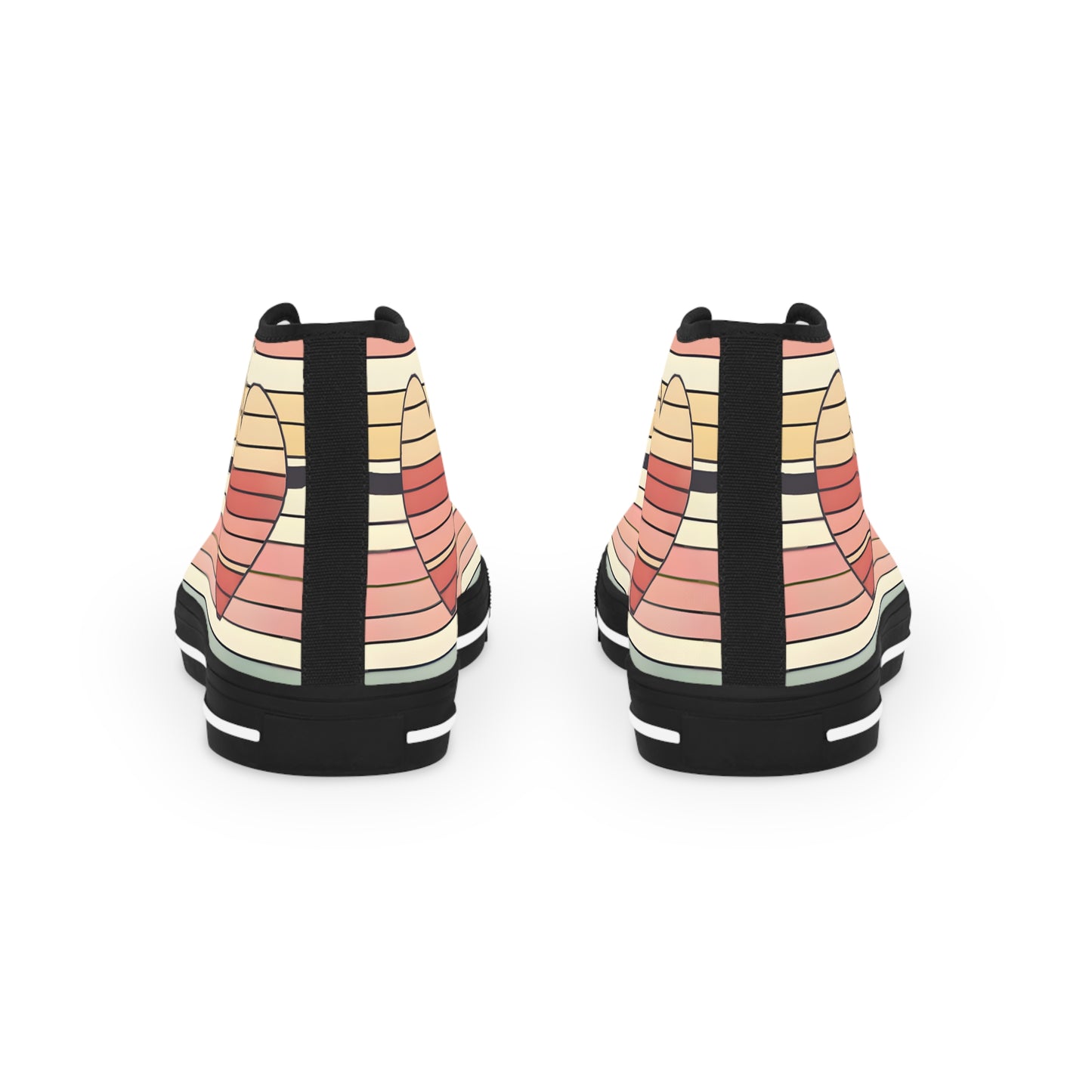 Men's Valentine's Day Retro Heart Stripe High Top Sneakers