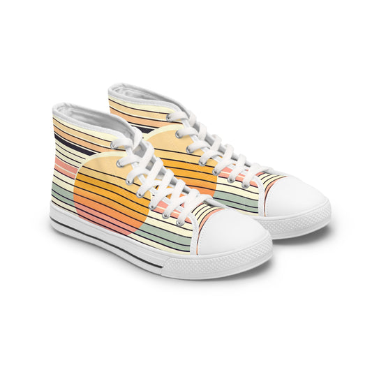 Women's Retro Sunset Striped High Top Sneakers