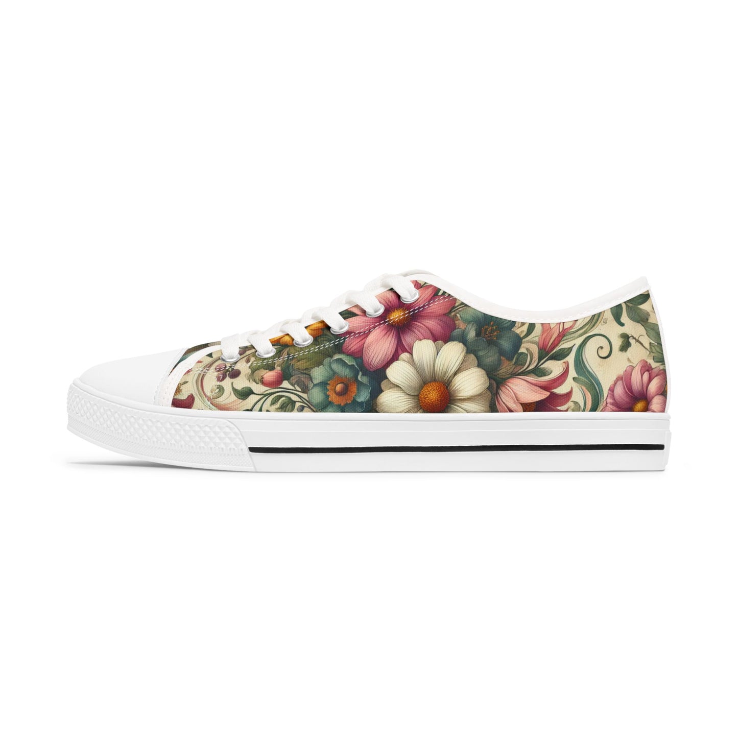 Women's Floral Vintage Canvas Low-Top Sneakers
