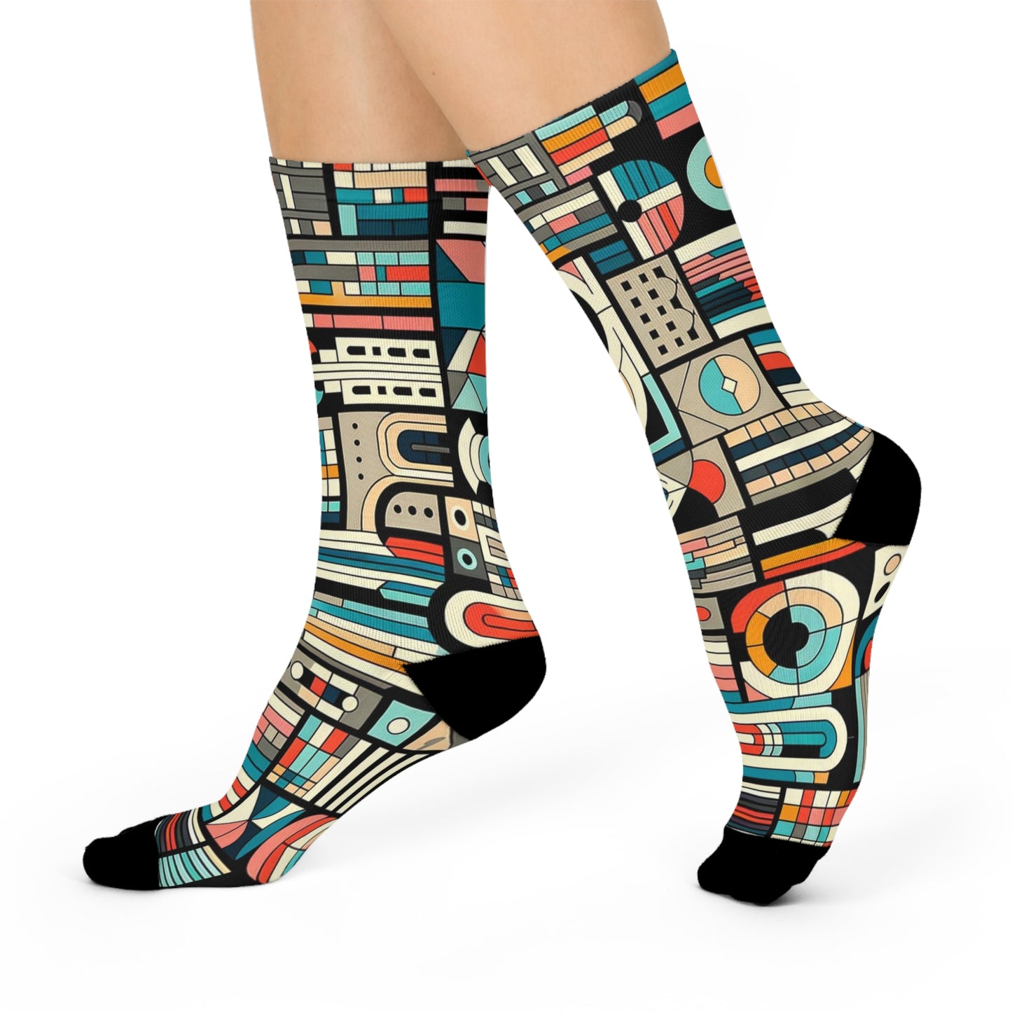 Geometric Cityscape Crew Socks
