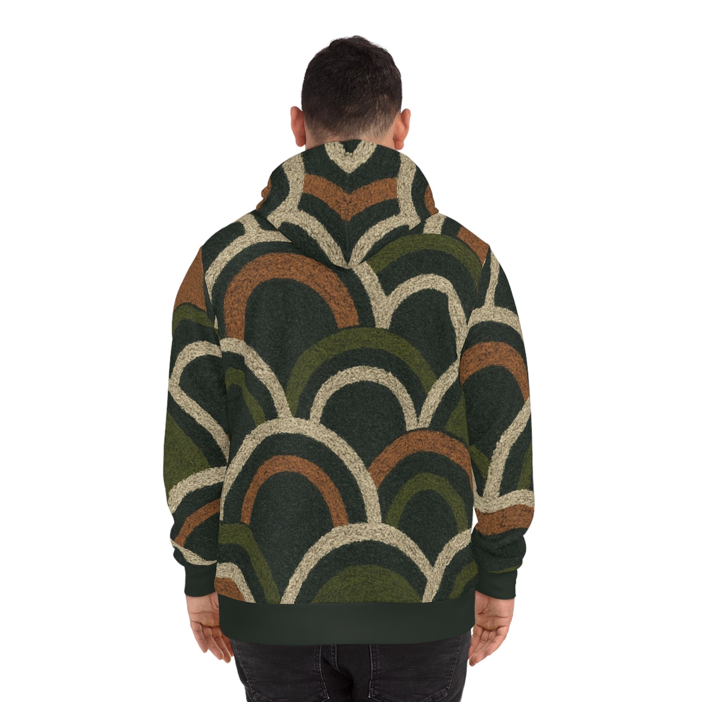 Adult Boho Deco Olive Scallop Hoodie