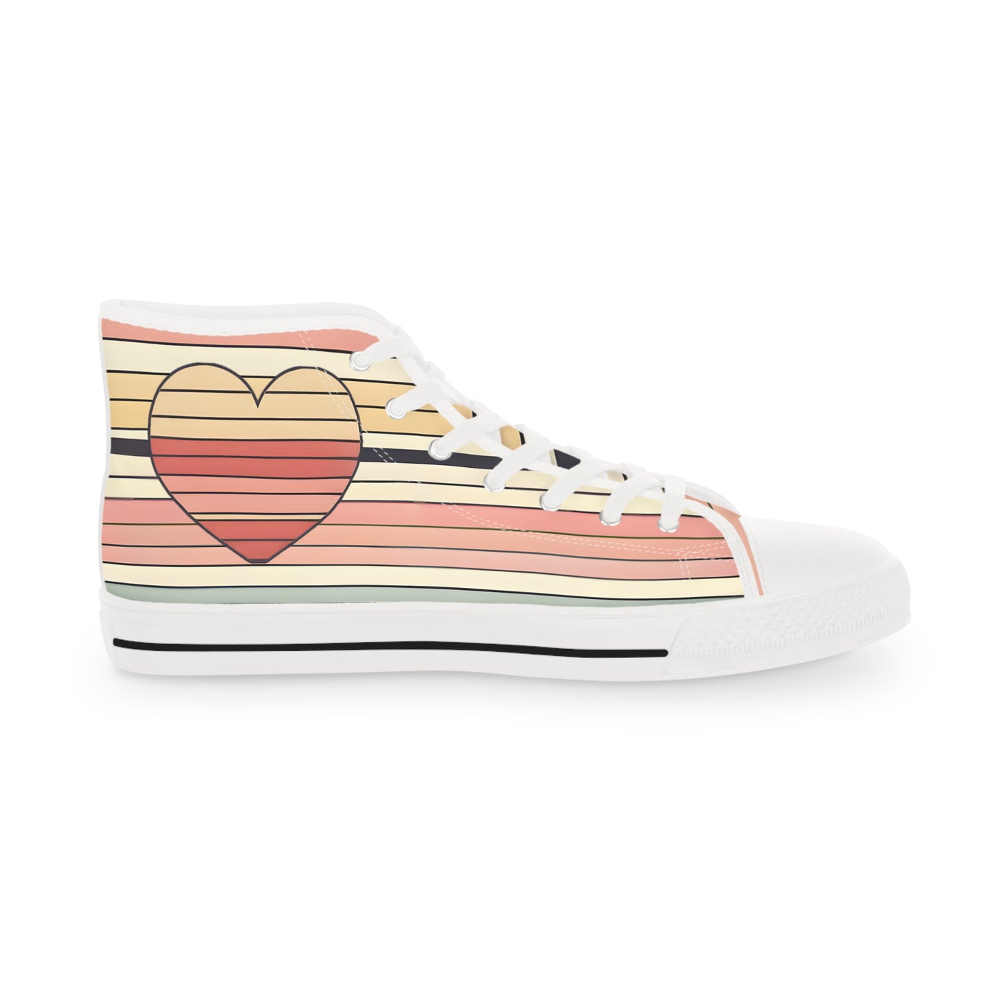 Men's Valentine's Day Retro Heart Stripe High Top Sneakers