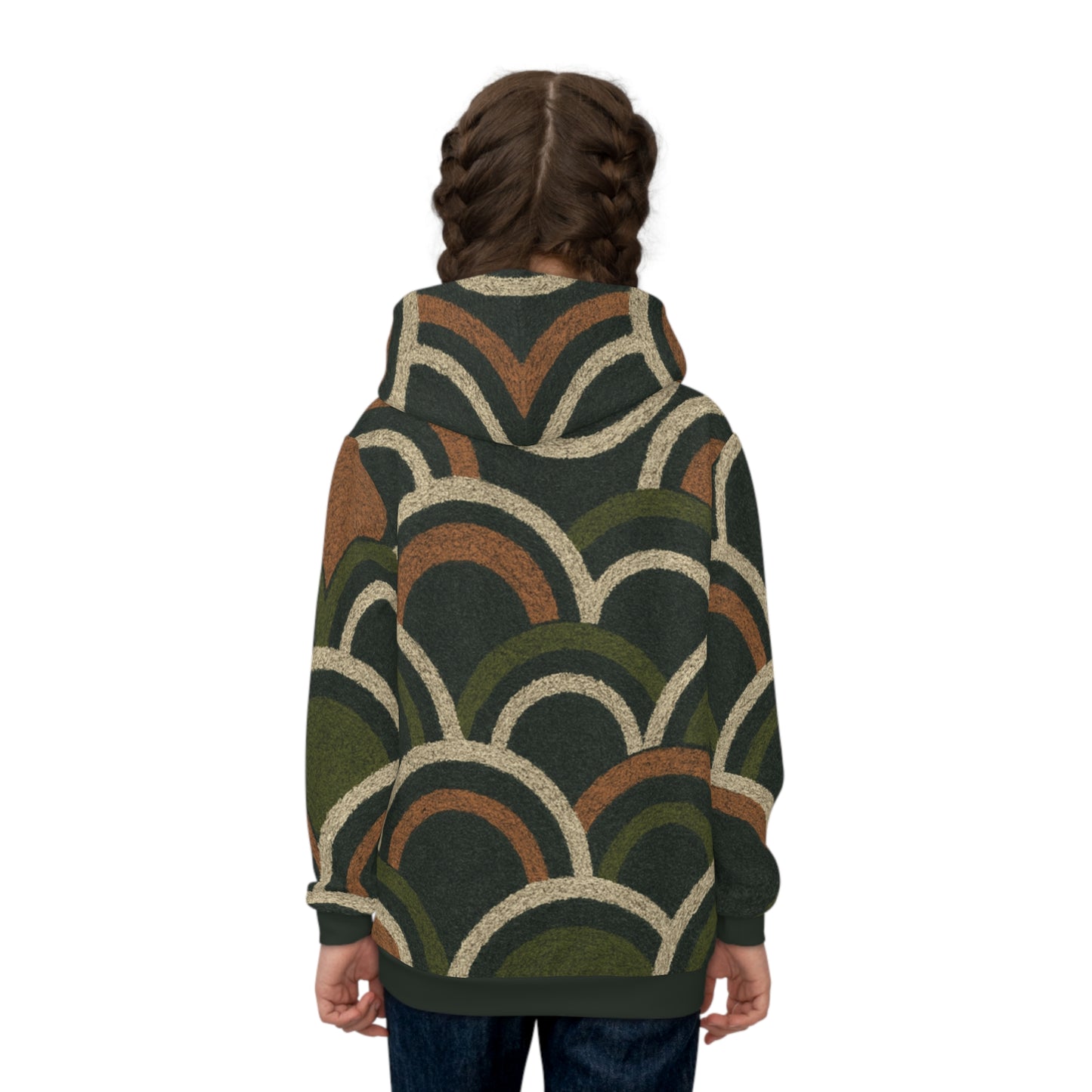 Kids Boho Deco Olive Scallop Hoodie