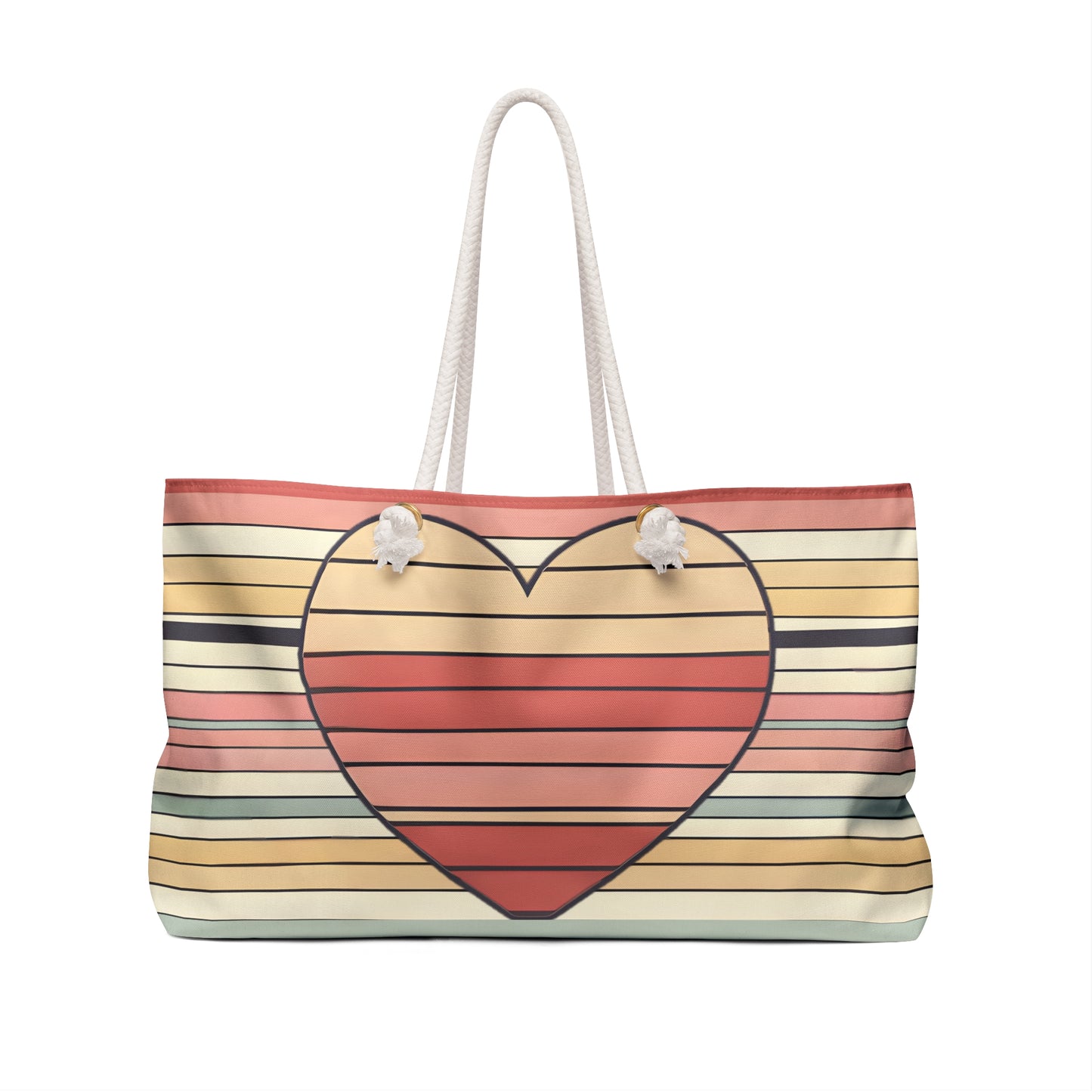 Valentine's Day Retro Heart Stripe Tote Bag