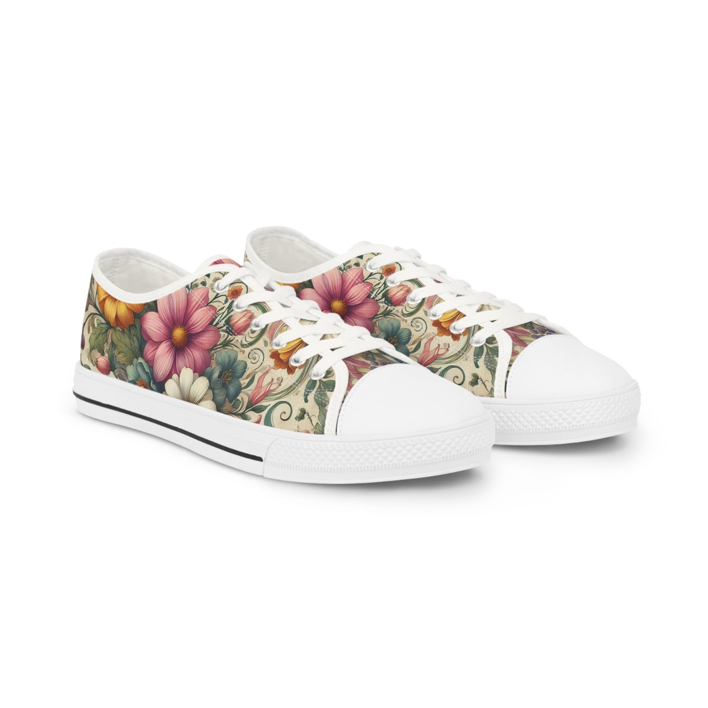 Men's Floral Vintage Low-Top Sneakers