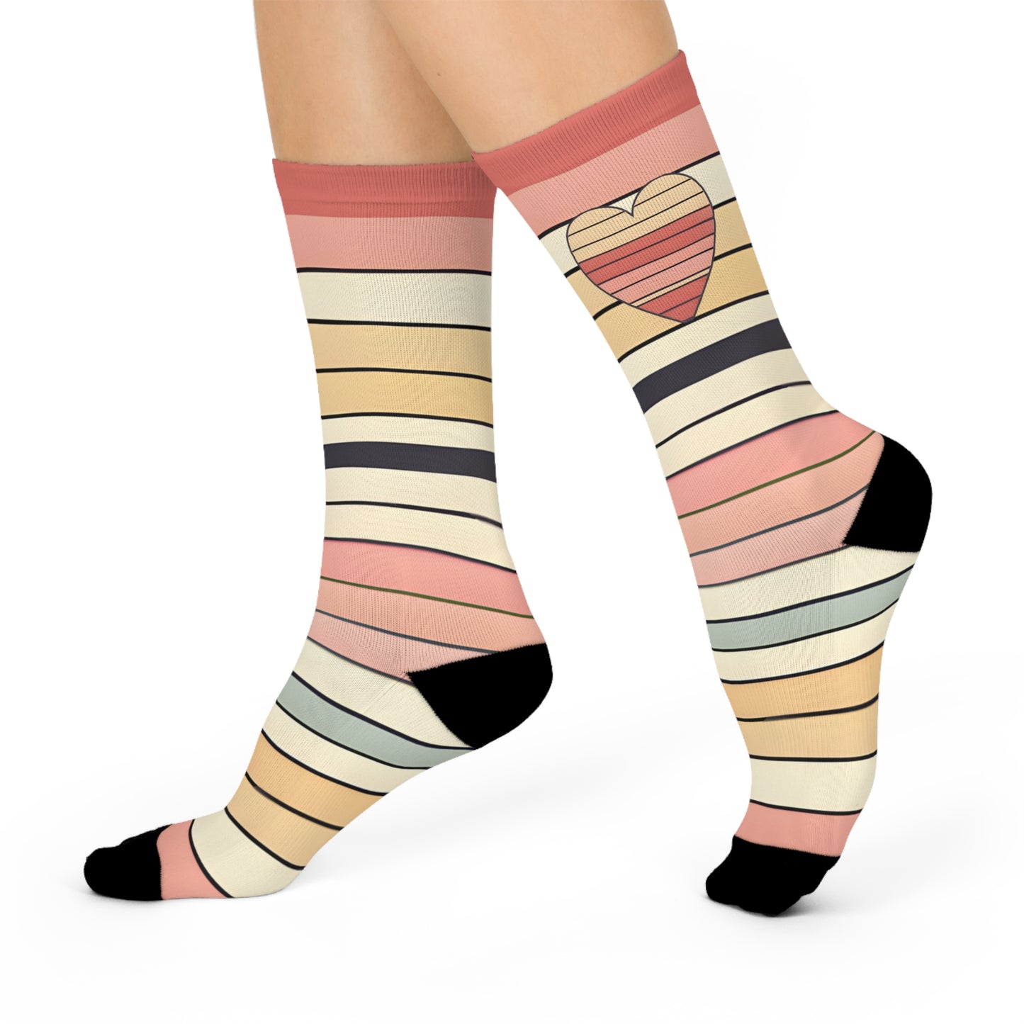 Valentine's Day Retro Heart Stripe Socks