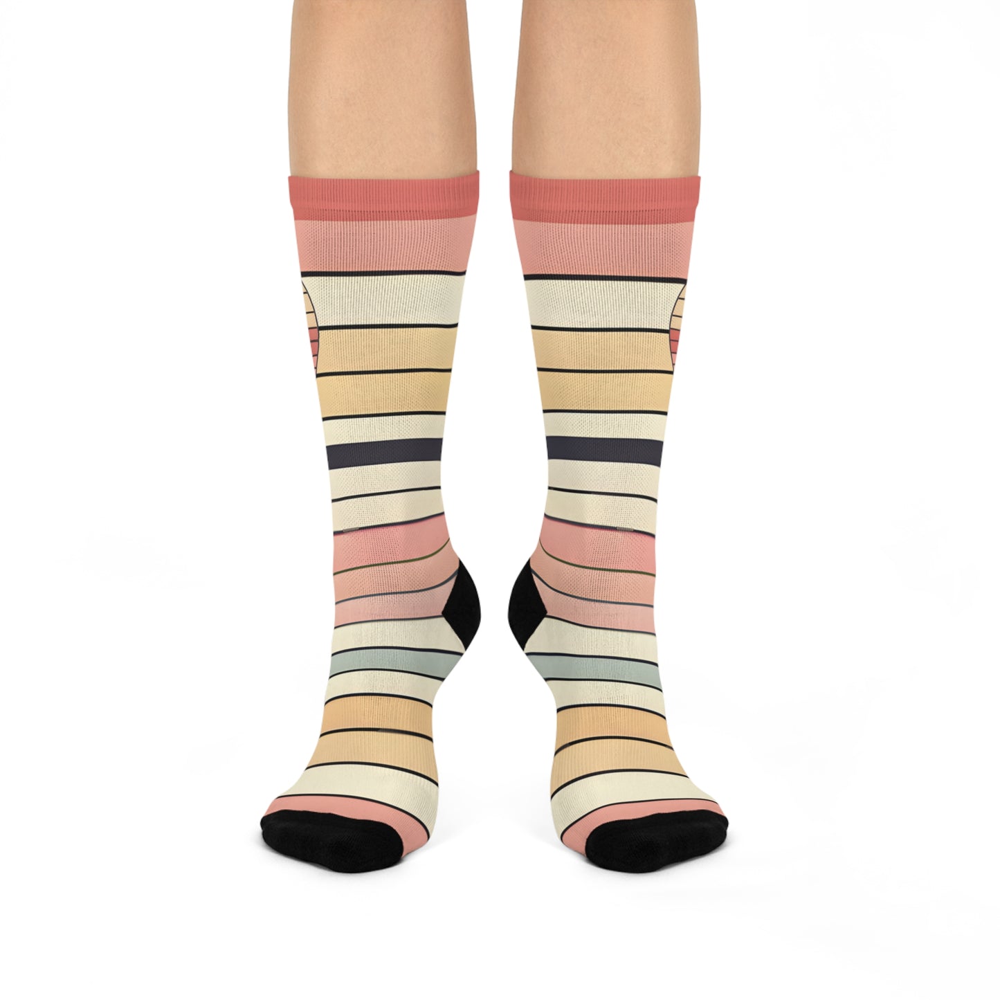 Valentine's Day Retro Heart Stripe Socks