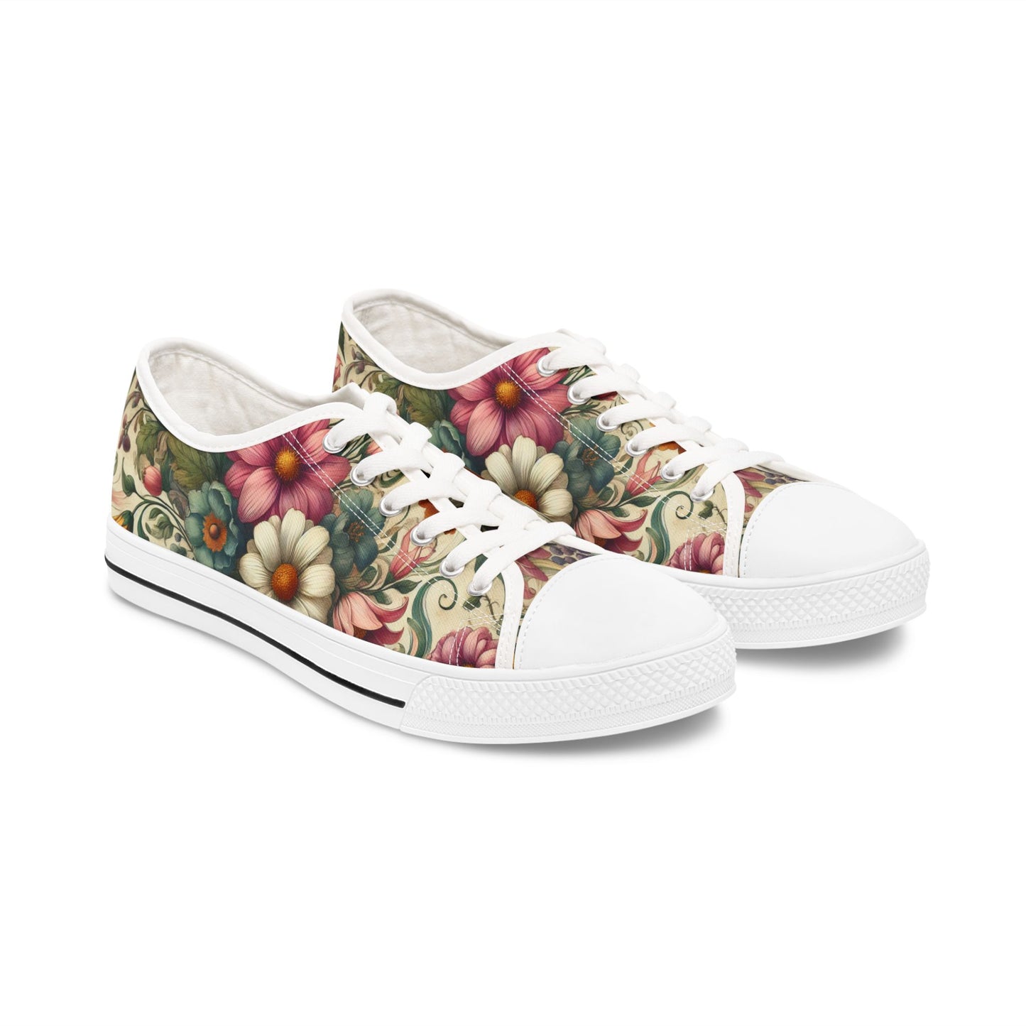 Women's Floral Vintage Canvas Low-Top Sneakers