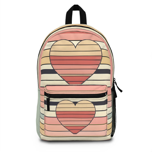 Valentine's Day Retro Heart Stripe Backpack