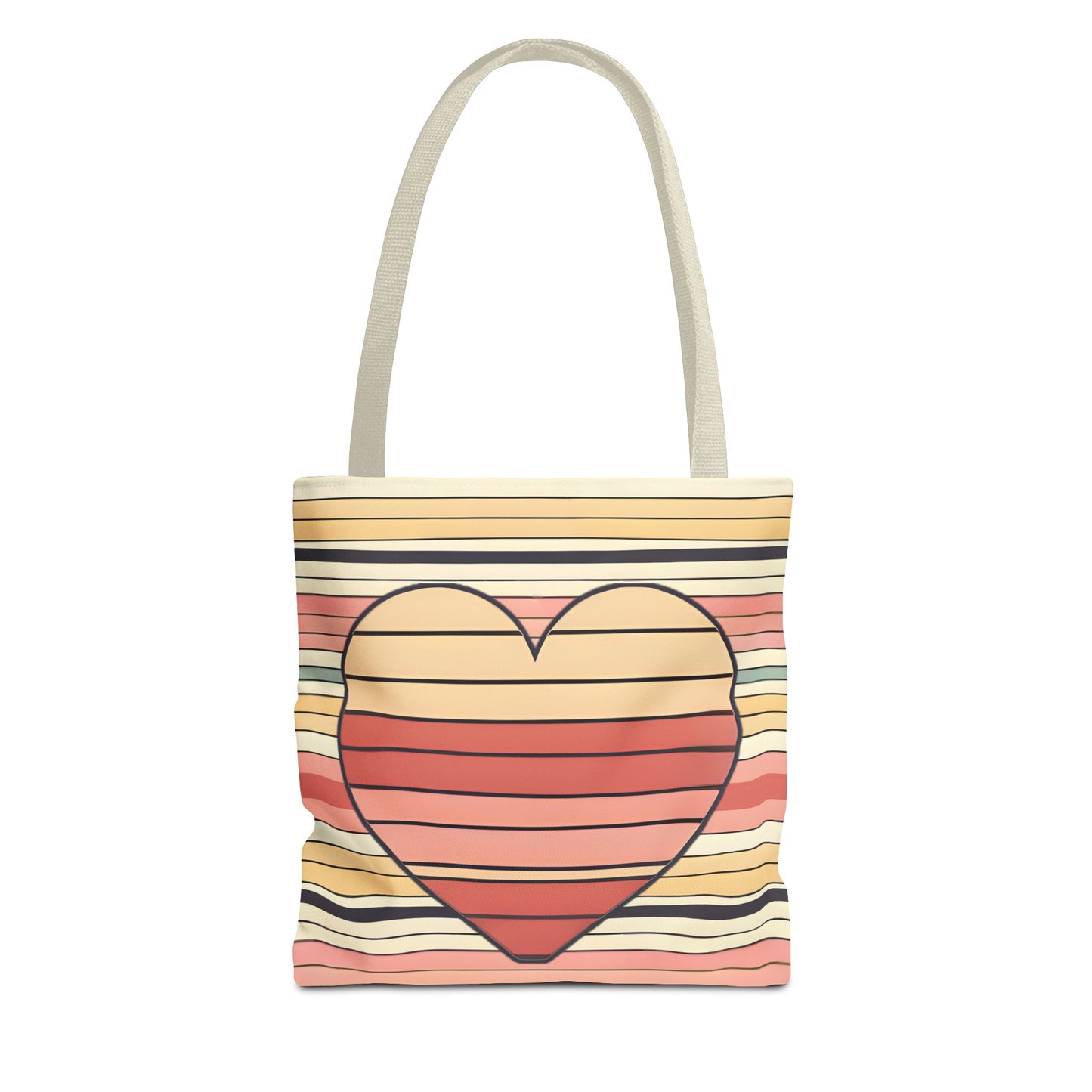 Vintage Heart Stripe Shoulder Tote