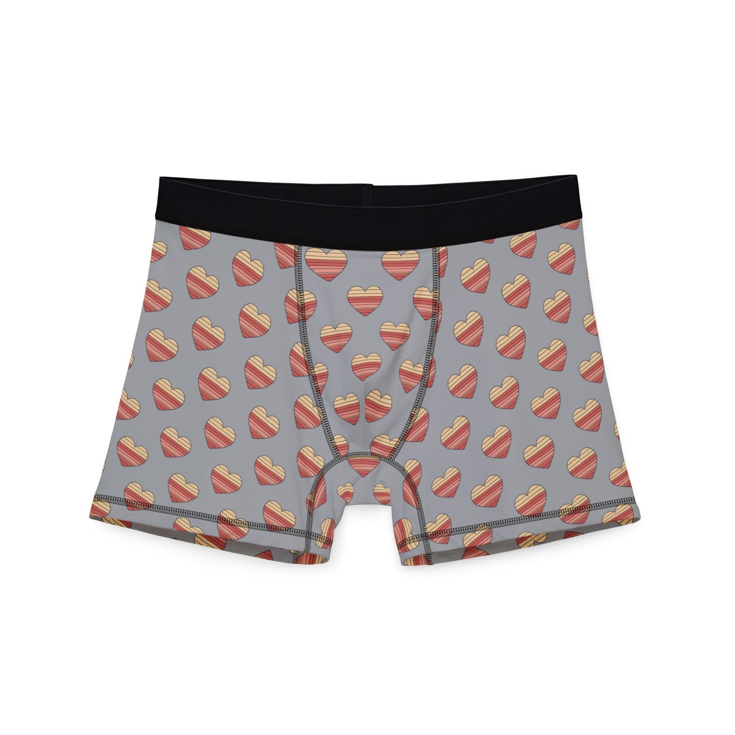 Men's Valentine's Day Retro Heart Stripe Boxer Briefs