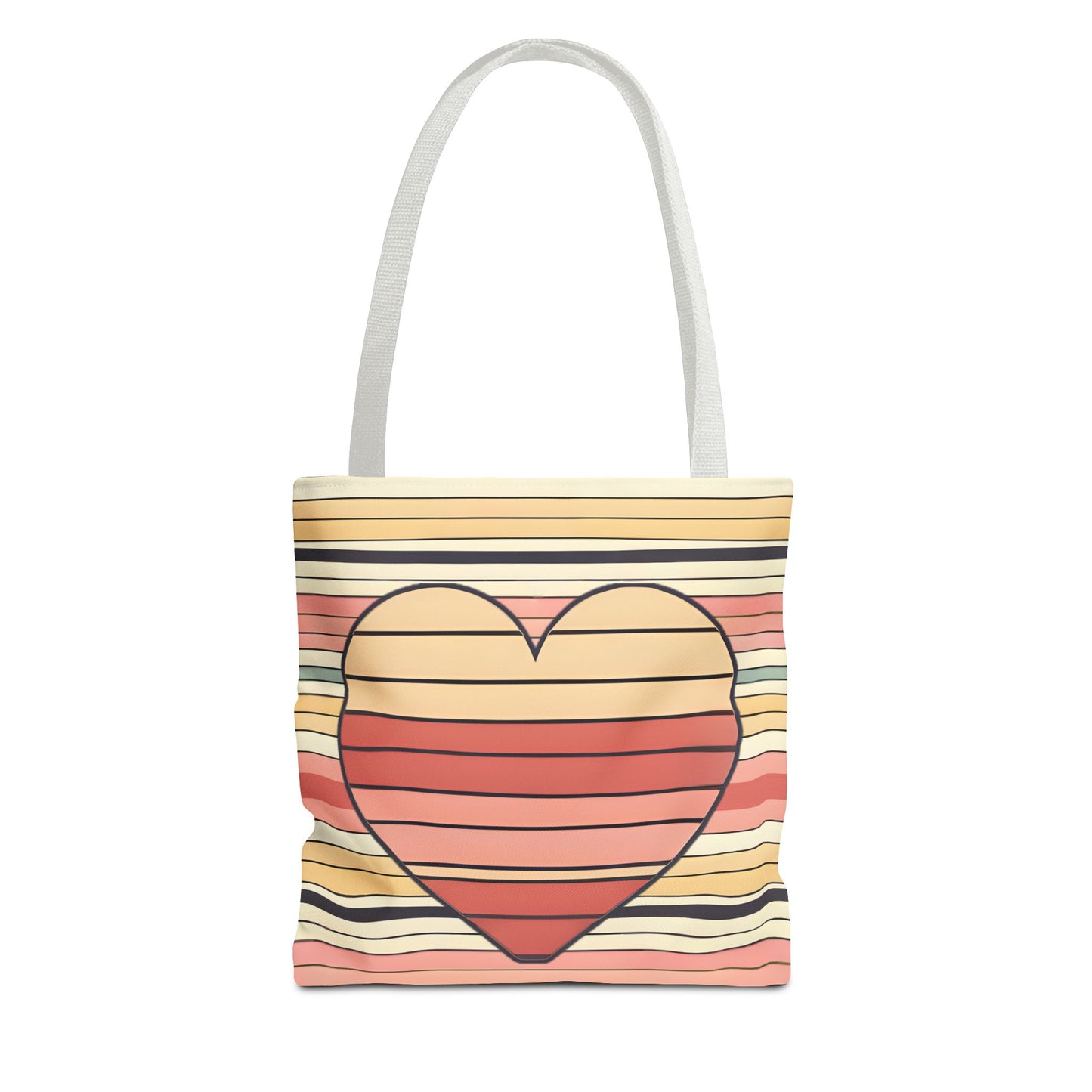 Vintage Heart Stripe Shoulder Tote