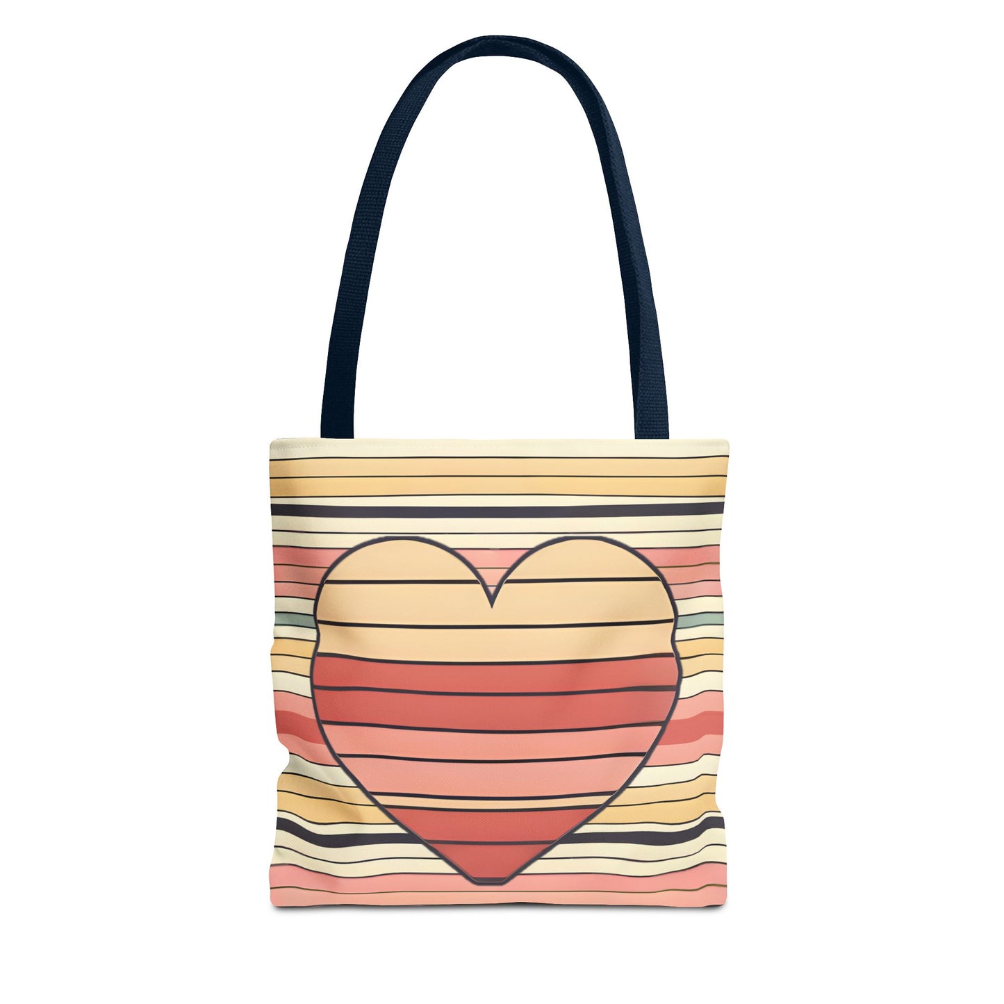 Vintage Heart Stripe Shoulder Tote