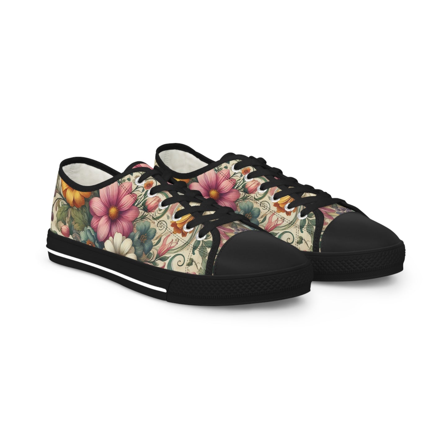 Men's Floral Vintage Low-Top Sneakers