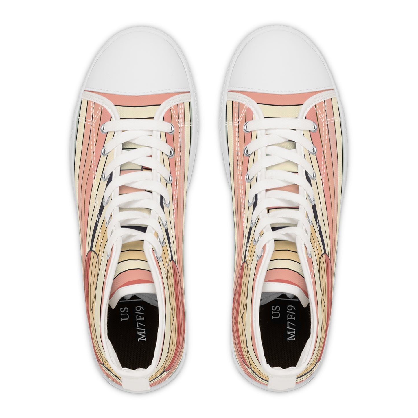 Women's Valentine's Day Retro Heart Stripe High Top Sneakers