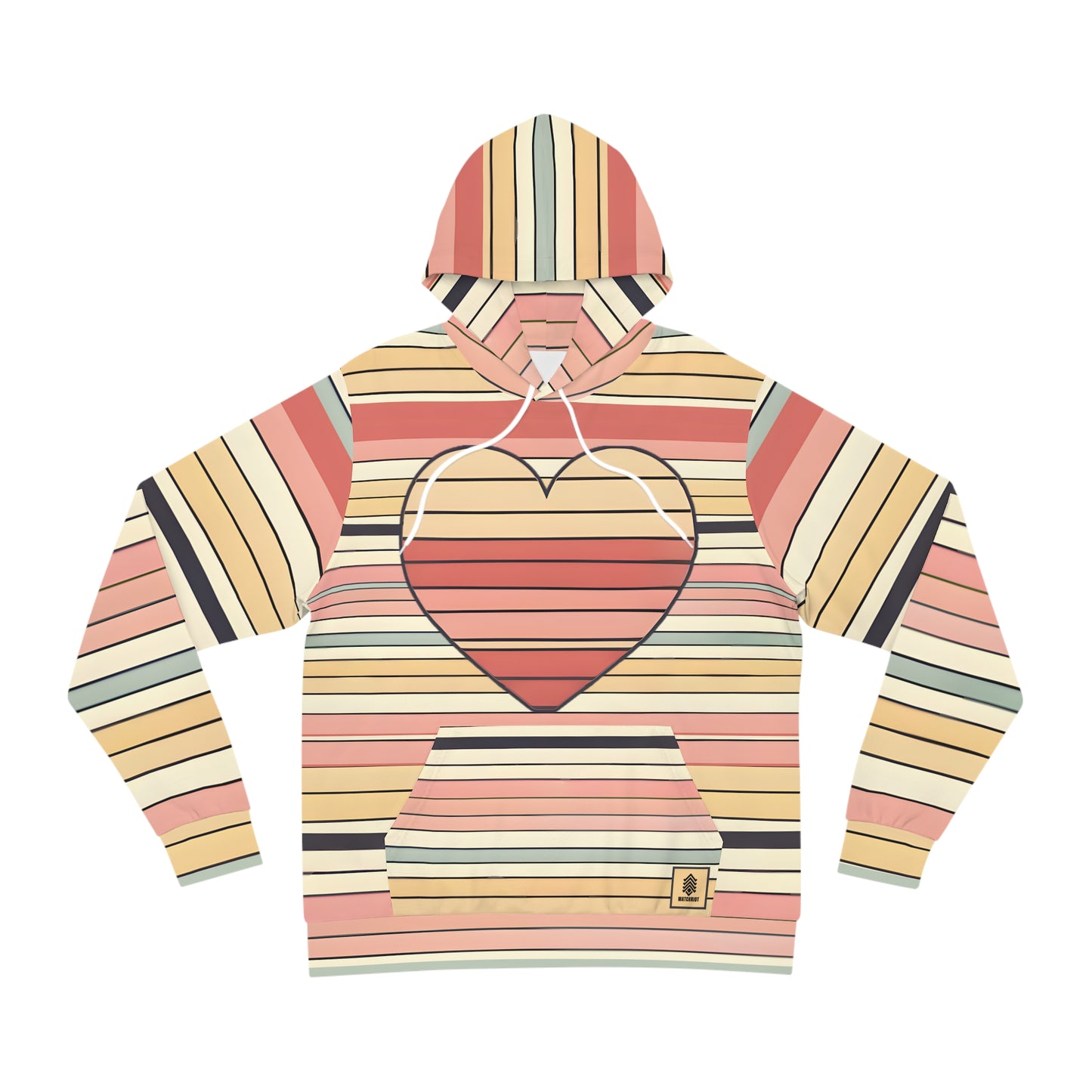 Adult Valentine's Day Retro Heart Stripe Hoodie