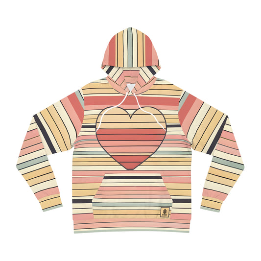 Adult Valentine's Day Retro Heart Stripe Hoodie