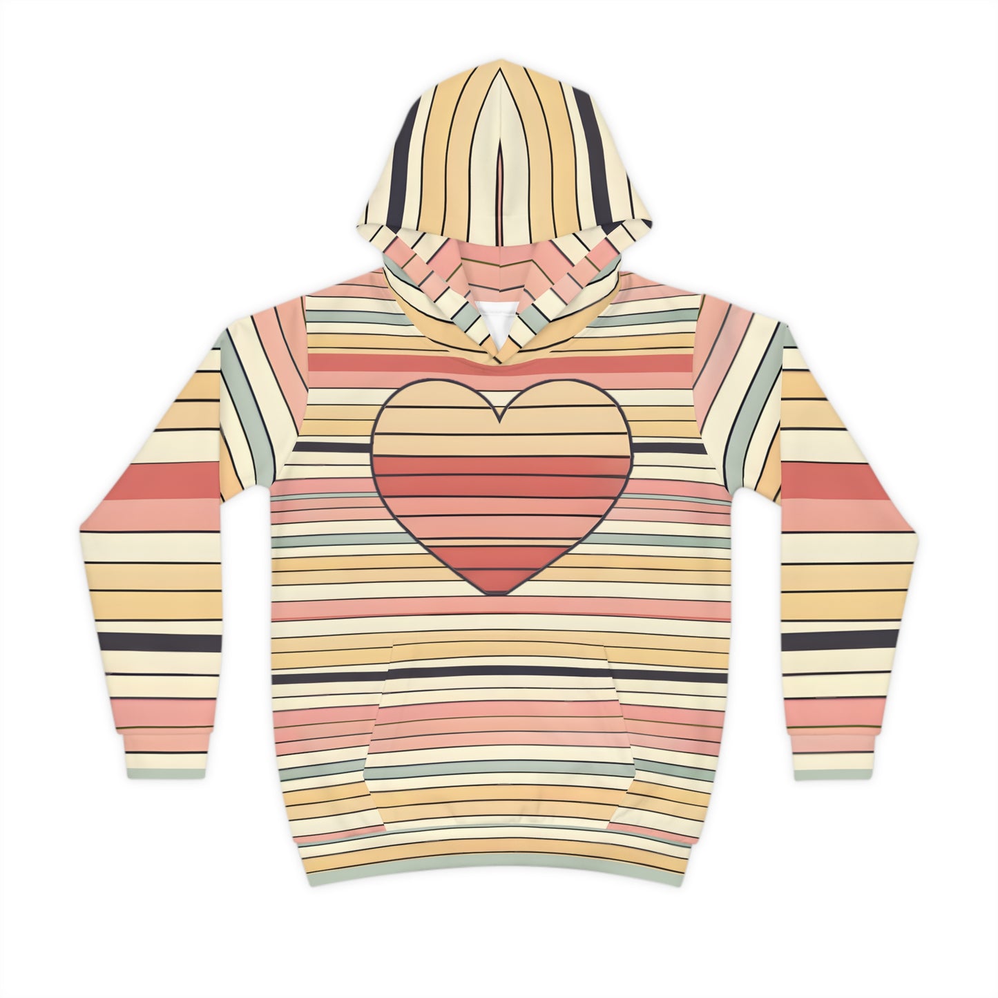Kids' Valentine's Day Retro Heart Stripe Hoodie