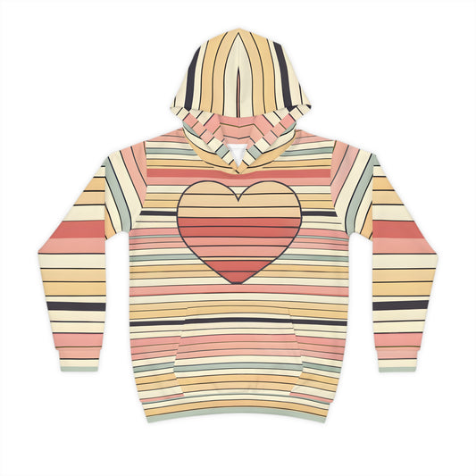Kids' Valentine's Day Retro Heart Stripe Hoodie