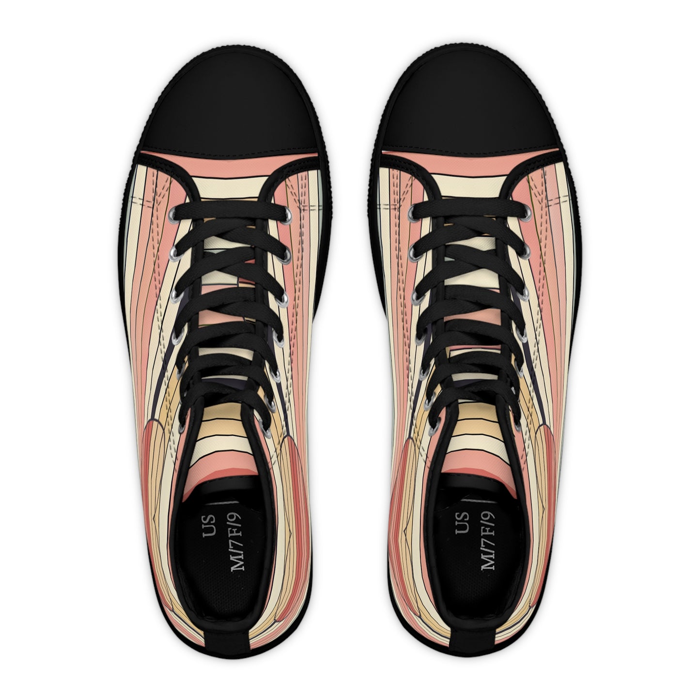 Women's Valentine's Day Retro Heart Stripe High Top Sneakers