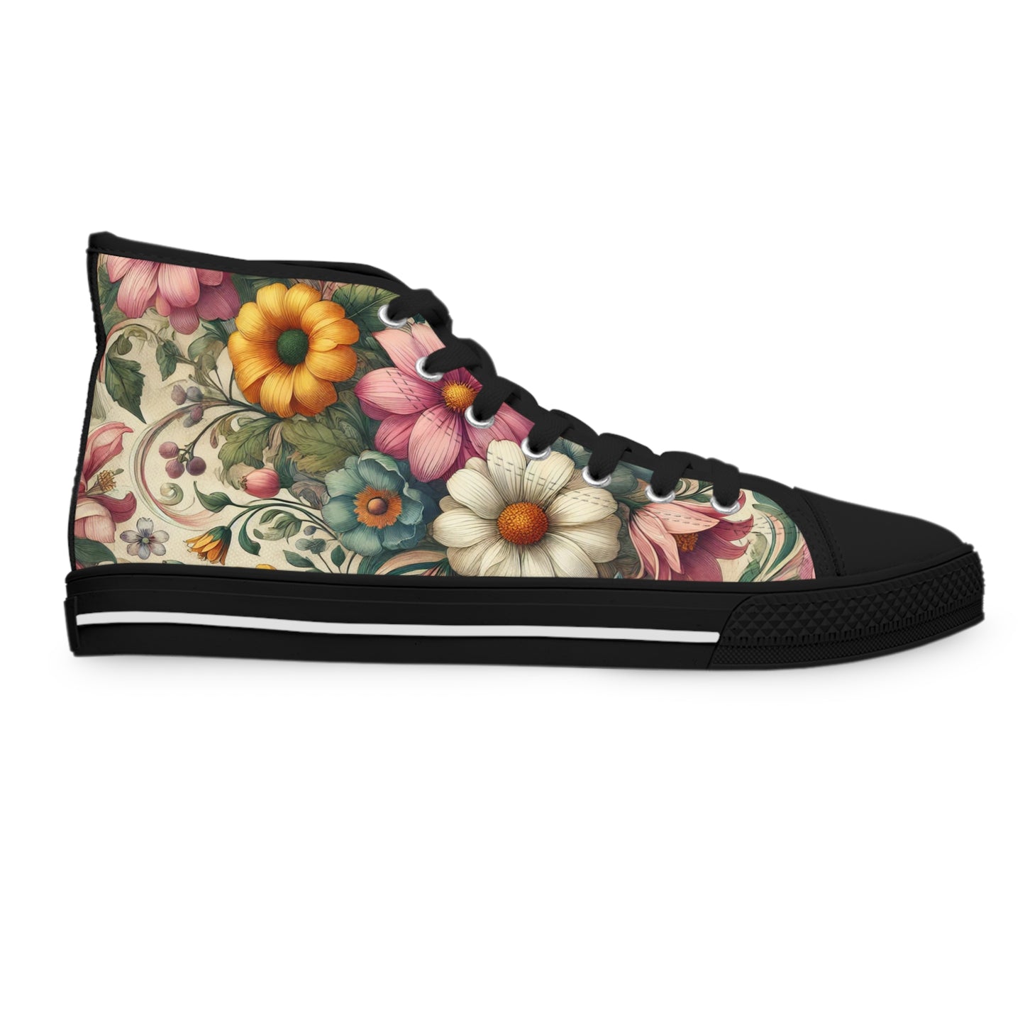 Women's Floral Vintage High-Top Sneakers
