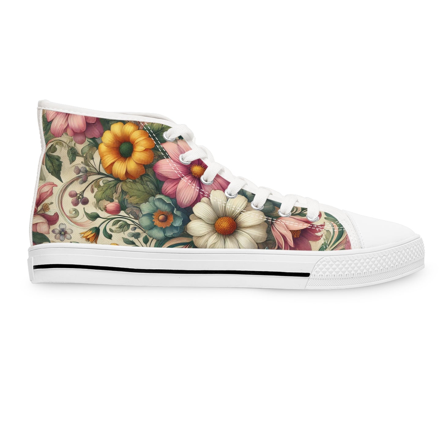 Women's Floral Vintage High-Top Sneakers