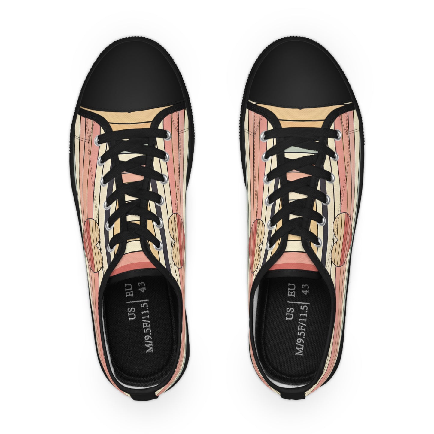 Men's Valentine's Day Retro Heart Stripe Low Top Sneakers