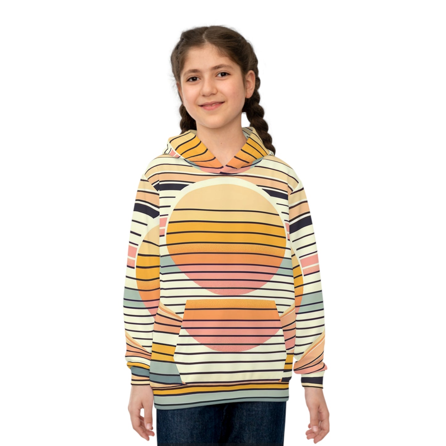 Kids Retro Sunset Stripes Hoodie