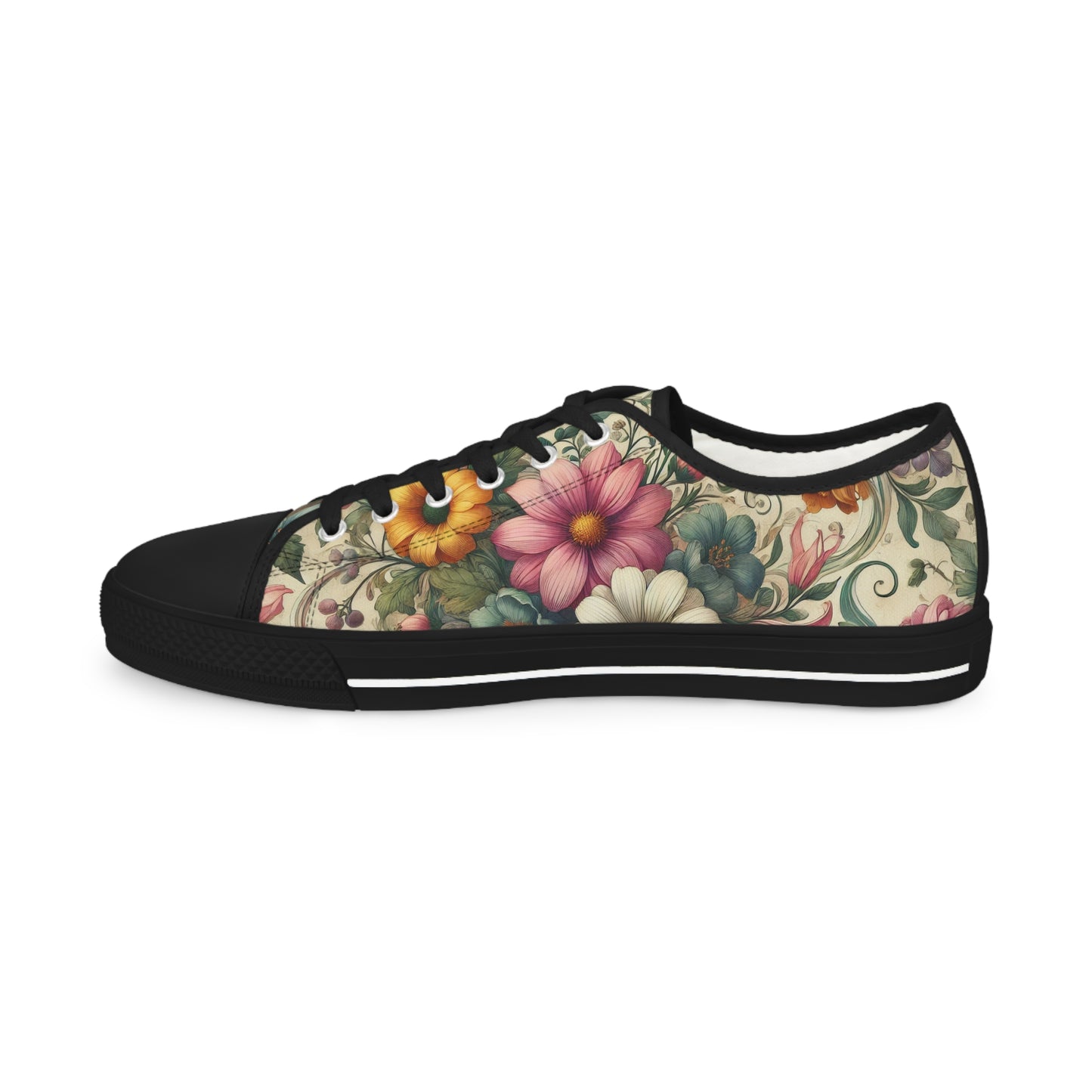 Men's Floral Vintage Low-Top Sneakers