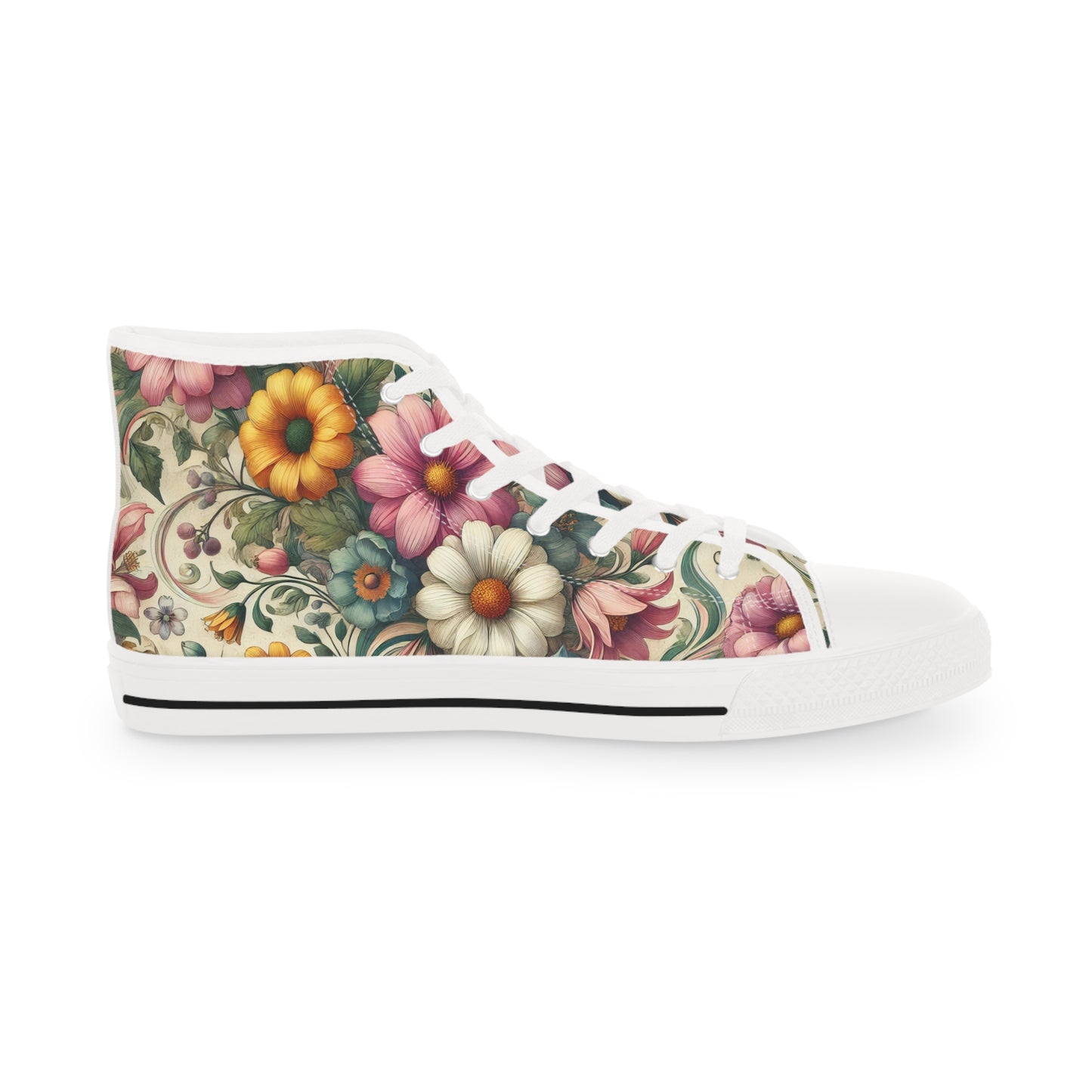 Men's Floral Vintage High Top Sneakers