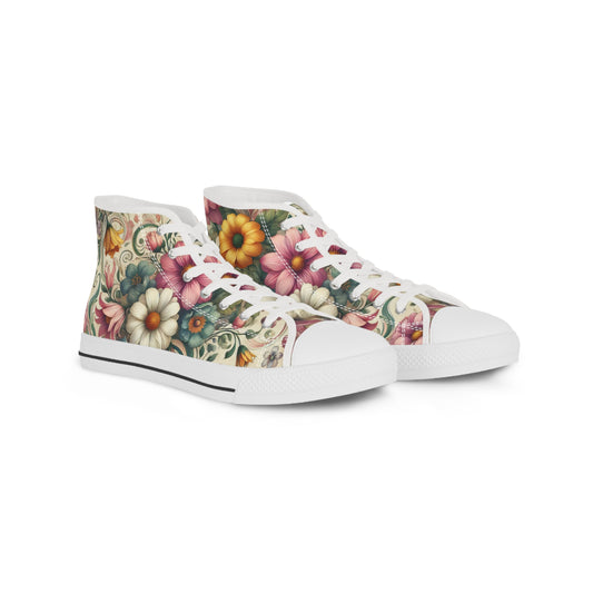 Men's Floral Vintage High Top Sneakers