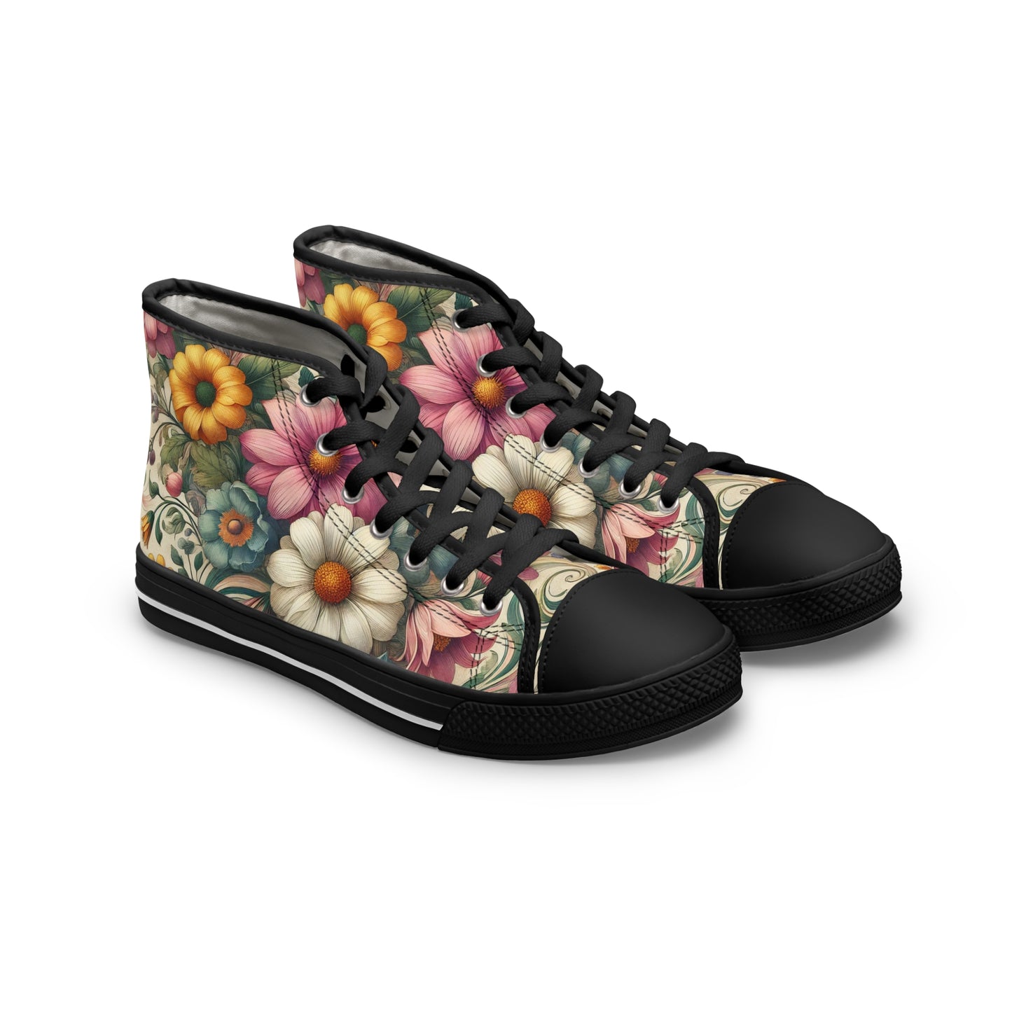 Women's Floral Vintage High-Top Sneakers