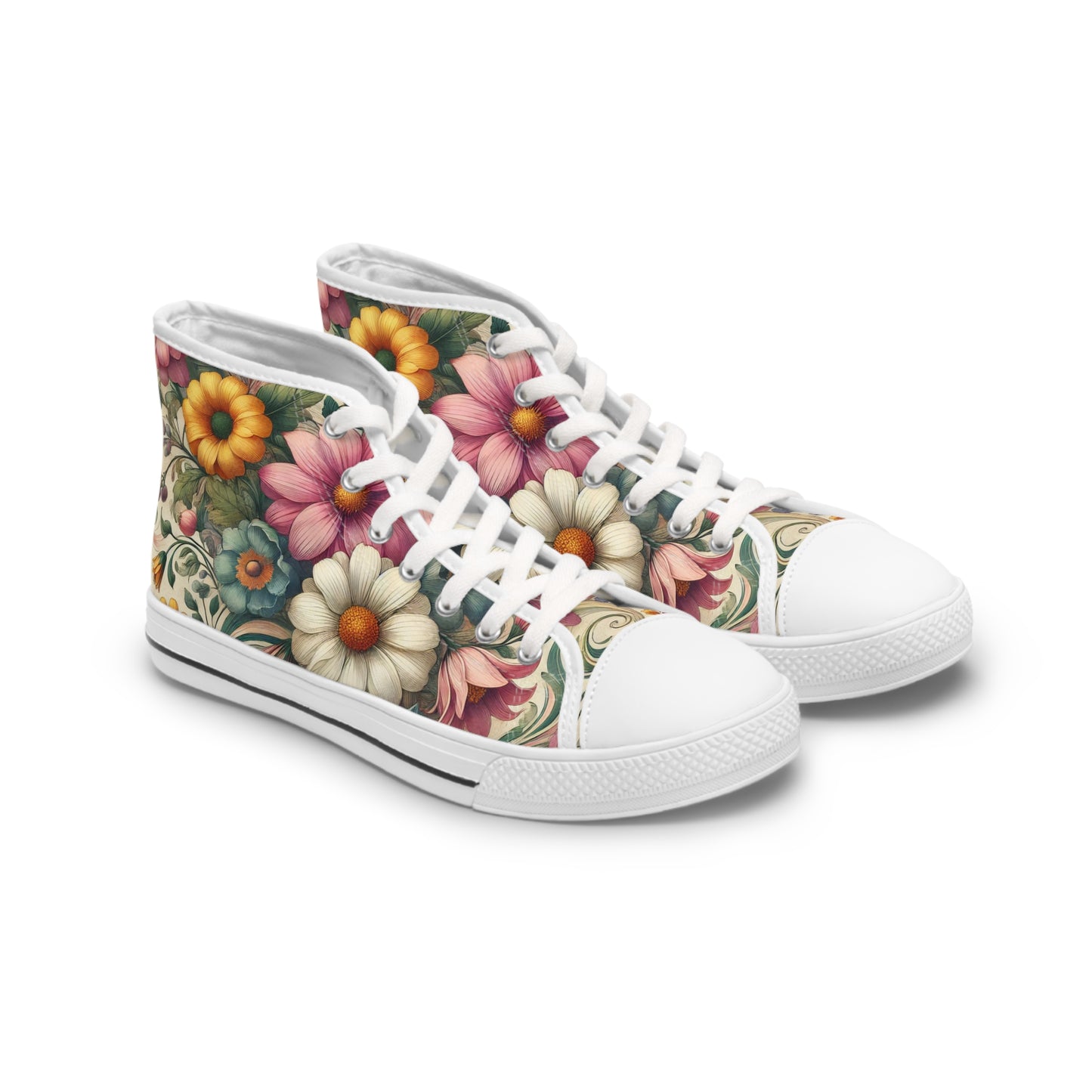 Women's Floral Vintage High-Top Sneakers