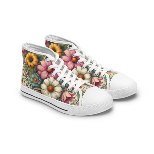 Women's Floral Vintage High-Top Sneakers