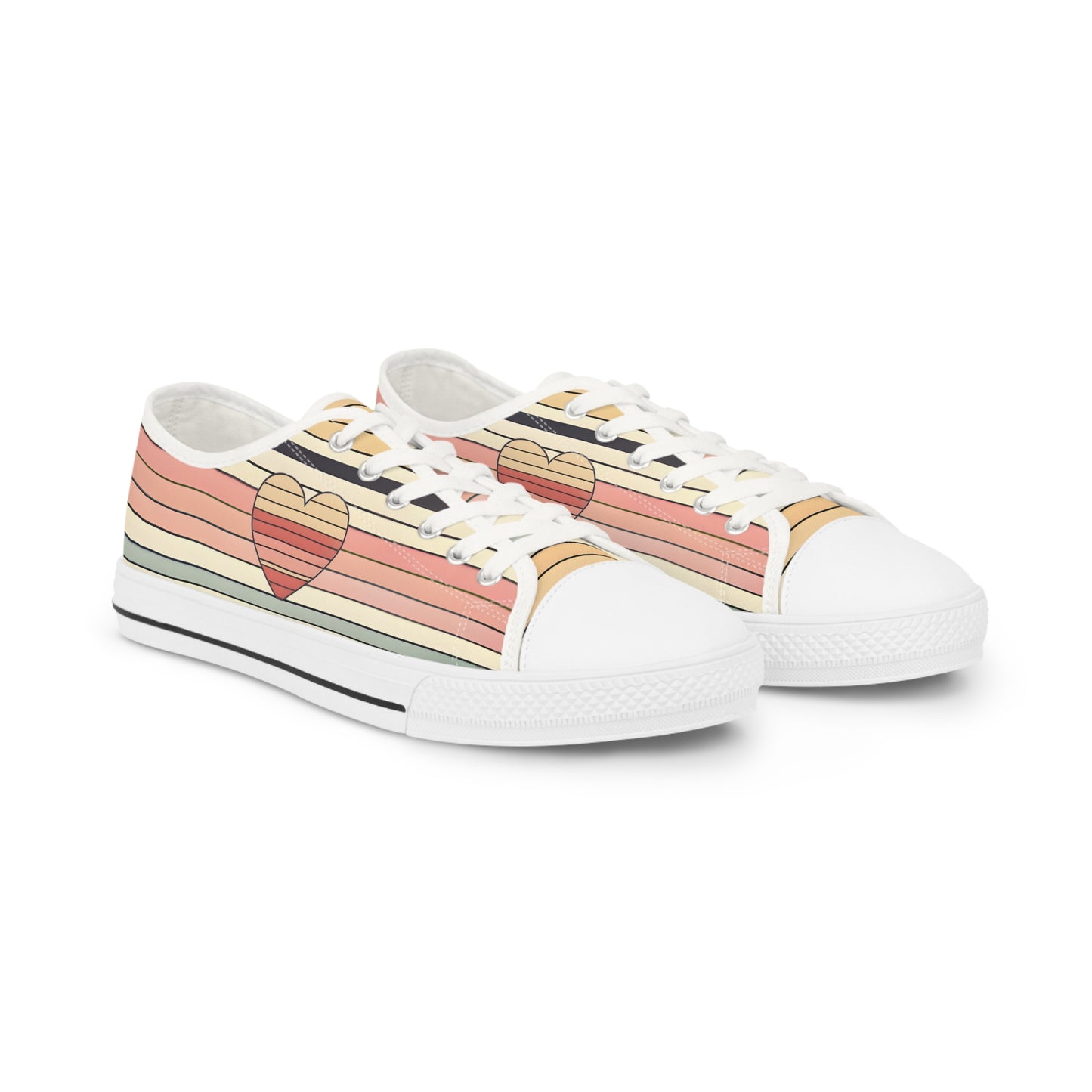 Men's Valentine's Day Retro Heart Stripe Low Top Sneakers