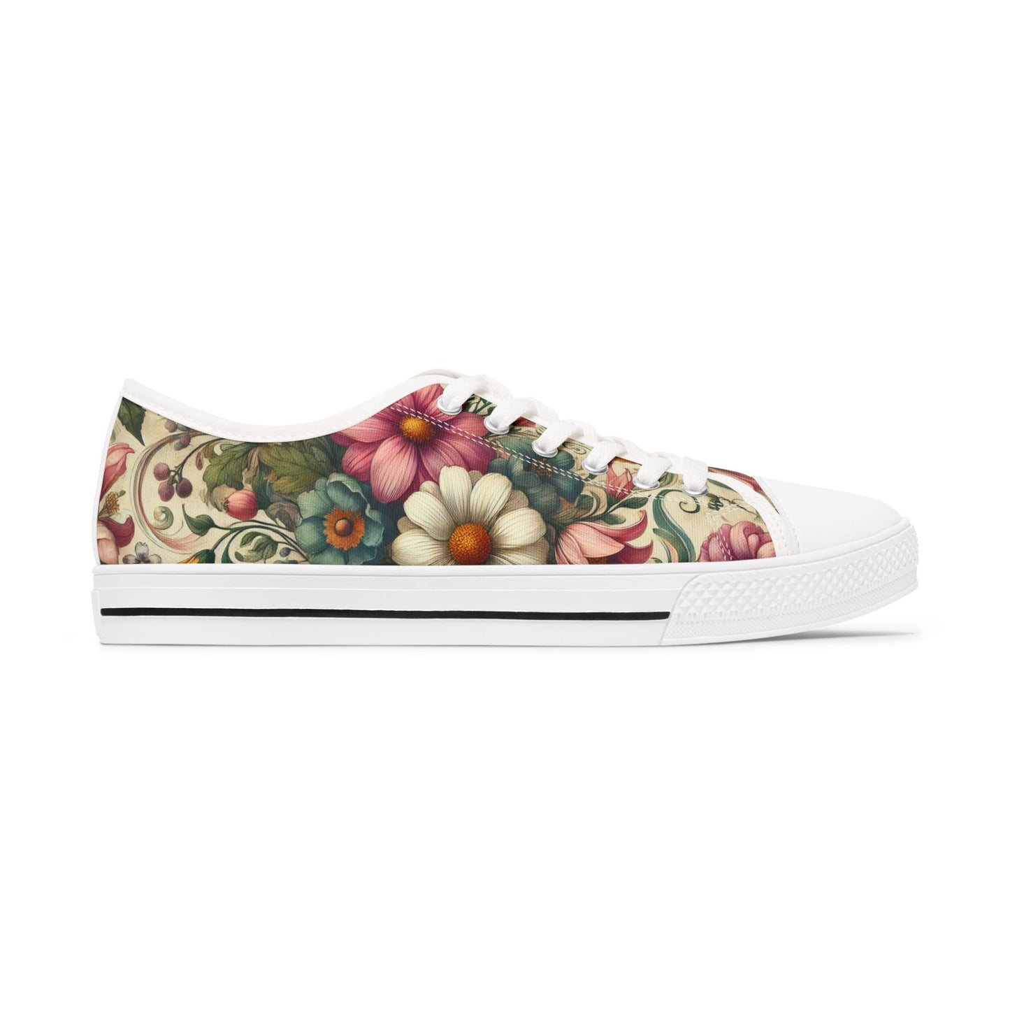 Women's Floral Vintage Canvas Low-Top Sneakers